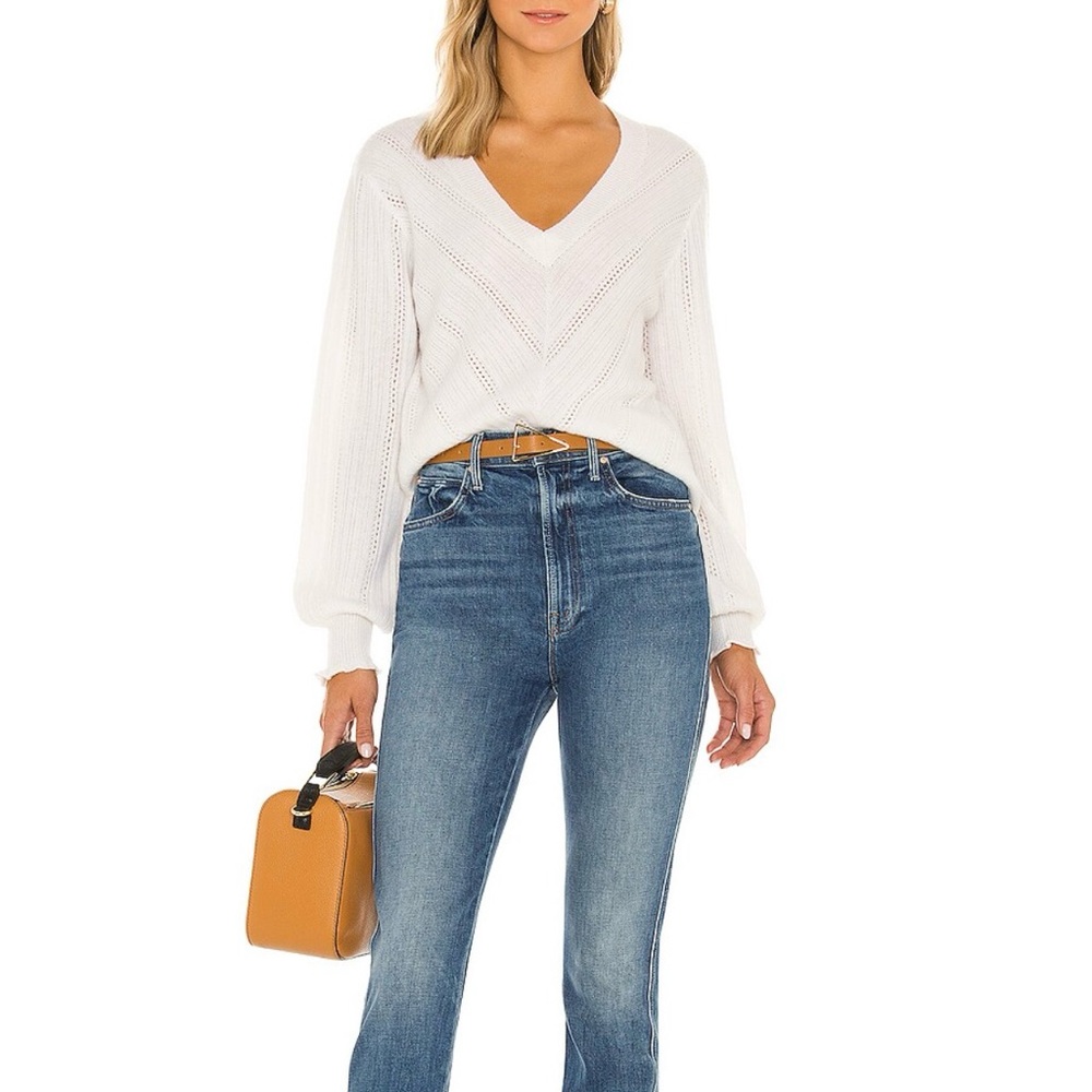 Cassandra V Neck cream Cashmere sweater XS 27 miles Malibu